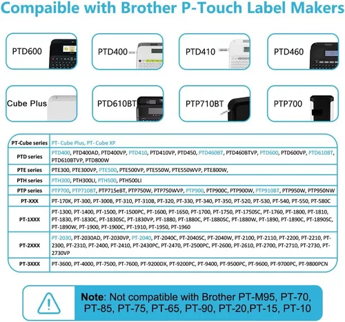 Miniatura 2 de Hehua Cinta de repuesto para rotuladora Brother TZe-141 TZe141 TZ-141 TZ141 compatible con cinta TZe de 0.709 in 0.7 laminado transparente