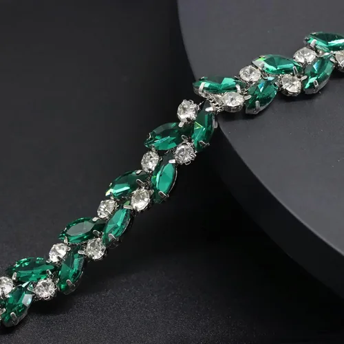 Miniatura 9 de Jerler Borde de diamantes de imitación de 1 yarda, aplique de cadena de diamantes de imitación, ideal para decoración de bricolaje y adornos de ropa