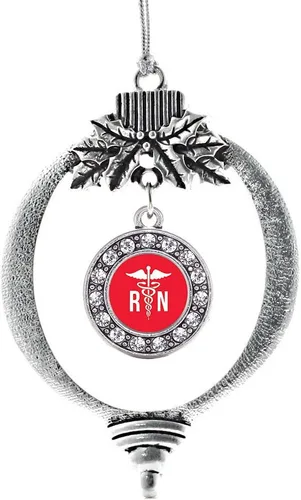 Miniatura 185 de Inspired Silver - Twin One - Adorno festivo de Navidad de plata - Adorno festivo de árbol de Navidad con dije de círculo y circonita cúbica