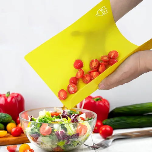 Miniatura 4 de ZVP Juego de 3 tablas de cortar de plástico flexibles para cocina, tablas de cortar con icono de comida, alfombrillas de corte antideslizantes
