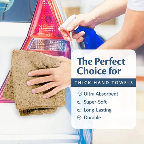 Miniatura 4 de Car Care Essentials - Juego de 12 toallas de lavado y secado para detalles, beige, 100% algodón hilado en anillo, 16 x 27 pulgadas, 4.25 libras por