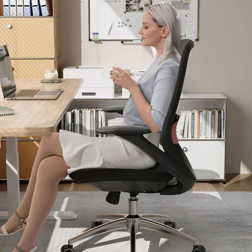 Miniatura 8 de BV Silla de oficina ergonómica, silla de escritorio ejecutiva con respaldo alto con reposabrazos 2D, soporte lumbar ajustable, silla de computadora