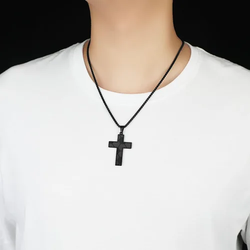 Miniatura 4 de HattiDoris Collar de cruz de fútbol para niños, colgante de cruz de versículo bíblico inspirador, cadena de acero inoxidable de 22 + 2 pulgadas