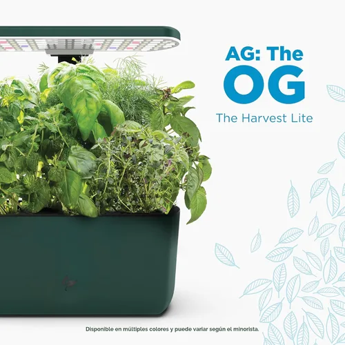 Miniatura 2 de AeroGarden Harvest Lite en Verde, Jardín hidropónico interior libre de suelo con luz LED de cultivo para jardinería de hasta 6 hierbas y vegetales