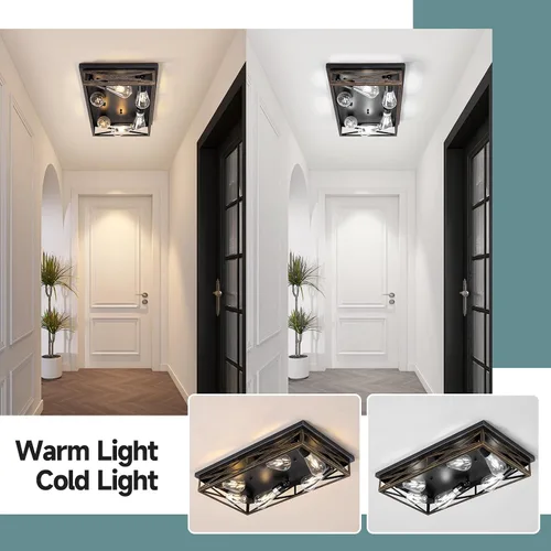 Miniatura 5 de Lámpara de techo rústica de granja para cocina, accesorios de iluminación de 6 luces para pasillo con montaje empotrado en el techo, lámpara