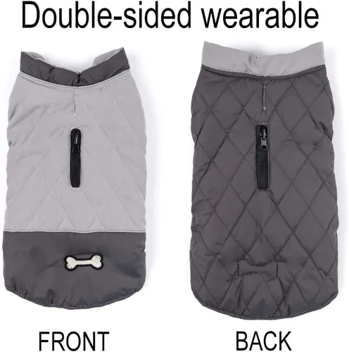 Miniatura 3 de Abrigo de invierno para perro, chaqueta reversible para perro, impermeable, reflectante, para clima frío, para perros pequeños, medianos y grandes