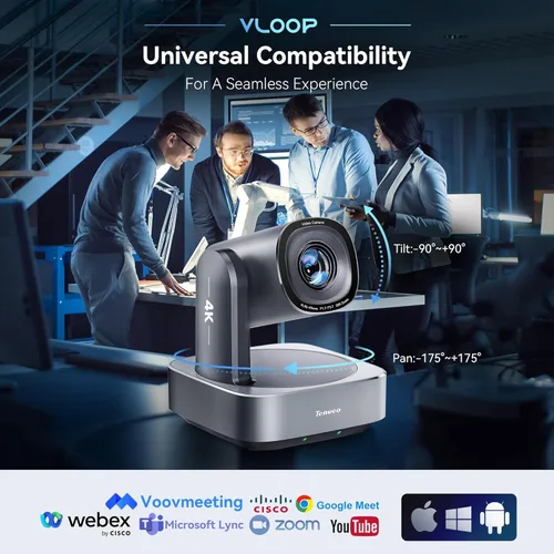 Miniatura 7 de Tenveo Cámara PTZ 4K AI Humanoid & Seguimiento Automático de Cara 20X Zoom Óptico+8X Digital Zoom USB3.0/HDMI/LAN PoE Cámara IP de Transmisión