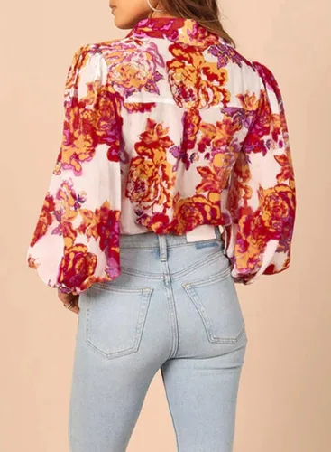 Miniatura 4 de EVALESS Blusas con botones para mujer, blusas de manga larga con estampado de moda 2023