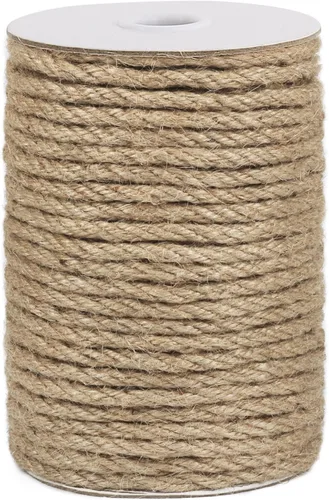 Miniatura 9 de Vivifying Cuerda de yute de 0.236 in, cuerda marrón natural resistente de 66 pies para manualidades, poste rascador de gatos, jardinería, agrupación