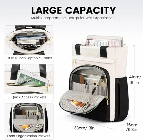 Miniatura 2 de LOVEVOOK Mochila para computadora portátil para mujer, bolsa de trabajo de 15.6 pulgadas, bolsa de computadora de trabajo y negocios, bolsa ancha