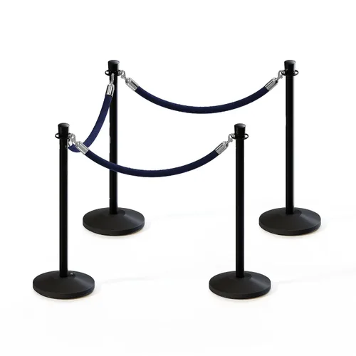 Miniatura 44 de CCW Kit de sujeción de poste y cuerda con 2 postes superiores de latón pulido y 1 cuerda de núcleo de algodón de terciopelo resistente azul oscuro