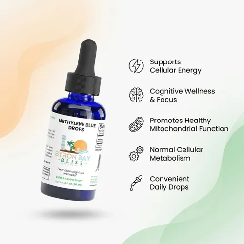 Miniatura 3 de Gotas de azul de metileno, apoyo cognitivo, 10 mg de polvo azul de metileno, forma líquida, 2 fl oz (2.0 fl oz), apoya la energía celular