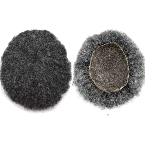 Miniatura 24 de Afro Toupee para hombres negros, unidad de cabello humano brasileño de encaje francés para hombres afroamericanos africanos y negros, sistema
