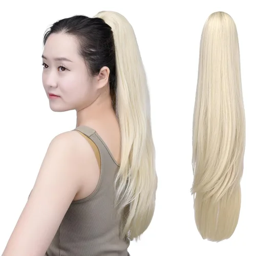 Miniatura 71 de SYXLCYGG Auburn Clip Cola de caballo Clip Cola de caballo Extensión de cola de caballo ondulado 10 pulgadas 3.5 oz pelo sintético falso pieza