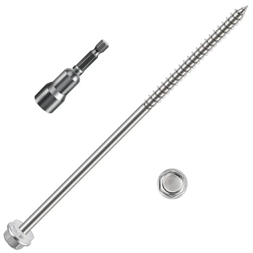 Miniatura 9 de WenSilon (130Pcs) #10x1-1/2 Tornillos Autorroscantes para Madera 410 de Acero Inoxidable Cabeza Hexagonal Rápido Autorroscante