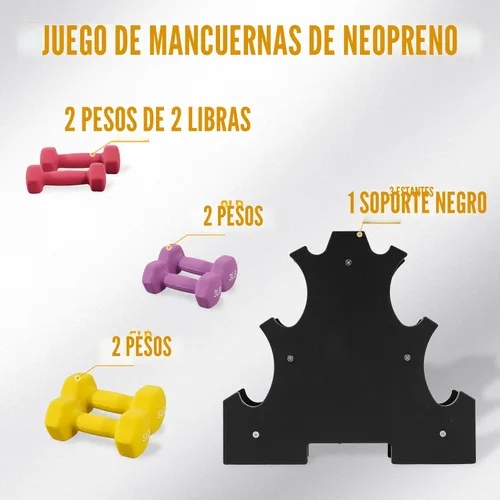 Miniatura 4 de Fitvids Neoprene Coated Dumbbell Set with Rack, Free Hand Weight Set For Home Gym Workout, Anti-Slip, Anti-roll, 20LBS, 32LBS, 50LBS and 56LBS Sets
