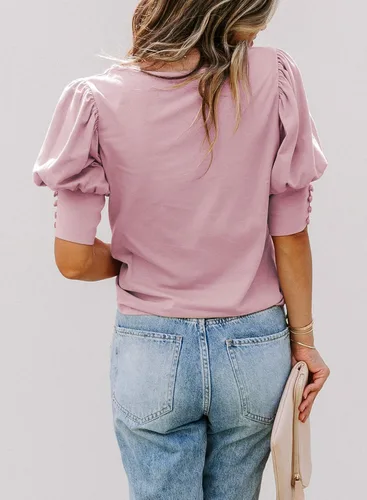 Miniatura 3 de DOROSE blusa holgada e informal con mangas fruncidas para mujer