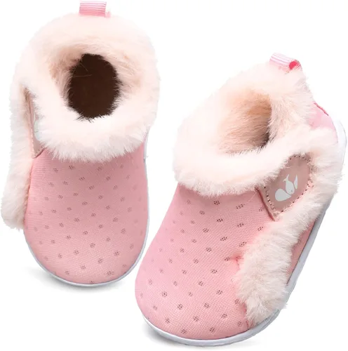 FEETCITY - Zapatos para bebés, niños y niñas, pantuflas cálidas de vellón, botines para primeros pasos, calcetines cálidos para recién nacidos,