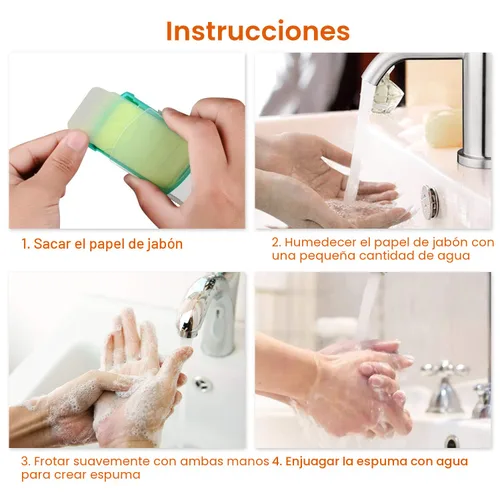 Miniatura 2 de HongyiTime - 2 cajas (100 hojas) de hojas de jabón para lavar las manos para viajes al aire libre, jabón de manos portátil para acampar, jabón