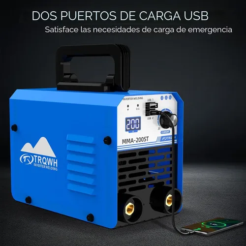 Miniatura 3 de TRQWH Máquina de Soldadura MMA de 200A, Soldadora de Electrodo de 110V, Soldadora de Arco Portátil con Pantalla Digital IGBT, Arranque en Caliente
