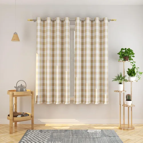 Miniatura 41 de Cortinas de 24 pulgadas de largo con diseño Buffalo Check Gingham Plaid para ventanas de cocina y baño, tratamiento para ventanas con 2 paneles