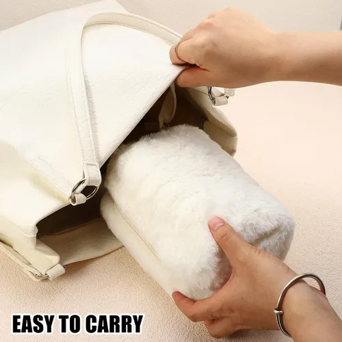 Miniatura 6 de VOCOSTE Pequeña bolsa de maquillaje de felpa, bolsa de cosméticos de belleza suave, bonita bolsa de aseo con cremallera de viaje, bolsa organizadora