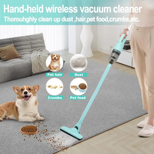 Miniatura 3 de Aspiradora ligera 6 en 1 con potente motor de 100 W, mini aspiradora portátil de mano para suelos duros domésticos, alfombras y pelo de mascotas