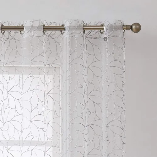 Miniatura 10 de Warm Home Designs Par de 2 cortinas de longitud corta de 54 pulgadas de ancho x 63 pulgadas de largo, cortinas transparentes bordadas con bordado