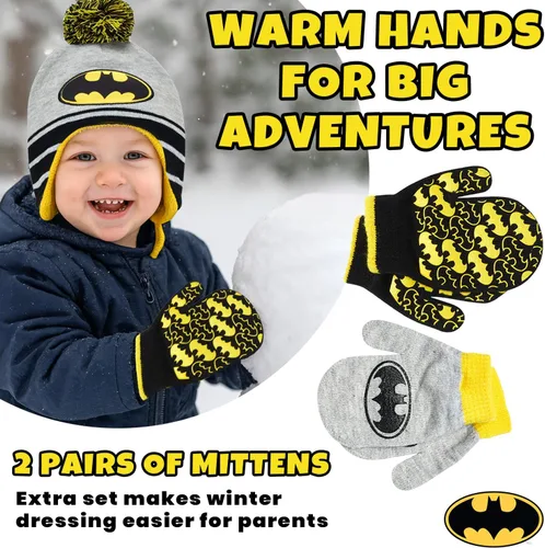 Miniatura 37 de DC Comics Conjunto de 2 pares de guantes o manoplas de invierno de Batman para niños (niños pequeños)