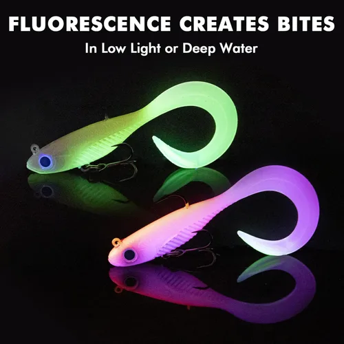Miniatura 5 de TRUSCEND Duramax Easy Catch TPE Soft Fishing Lures with BKK Hooks, Trembly Sinking and Vibrating Swim for More Bites, Pre-rigged Tear-Resistant