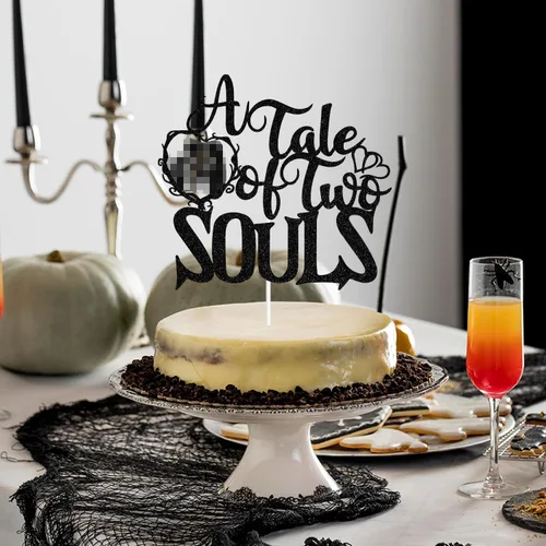 Miniatura 4 de Decoración para tartas con purpurina negra "A Tale of Two Souls", "Till Death/Till Death Do Us Party/About Damn Time", decoración temática