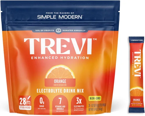 Miniatura 14 de TREVI™ Everyday - Electrolitos sin azúcar, paquetes de polvo de hidratación de mezcla de bebidas esenciales, 28 unidades, limonada de bayas