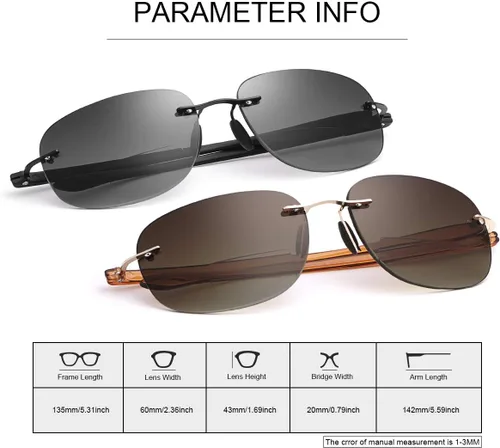 Miniatura 7 de 2 pares de lentes de lectura bifocales sin montura con protección UV400, lentes de sol con bloqueo de luz azul, ligeros para hombres y mujeres