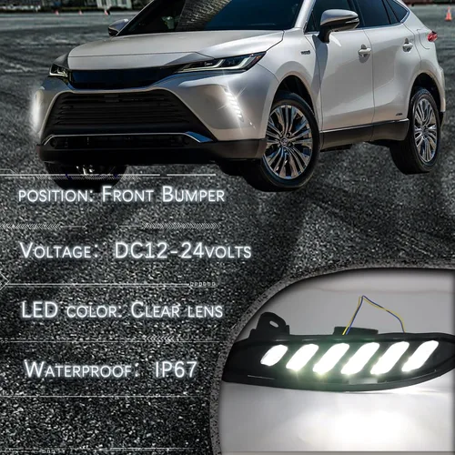 Miniatura 5 de Kit de molduras para parrilla del parachoques delantero y luces antiniebla para Toyota Venza 2021 2022 2023 2024 LE XLE LIMITED, luz de intermitente