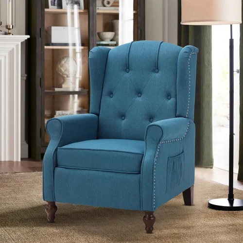 Miniatura 11 de Silla Reclinable Wingback con Masaje y Calor de Cuero PU Silla de Brazo con Mecanismo Push Back, Silla Reclinable para Sala de Estar Dormitorio Cine