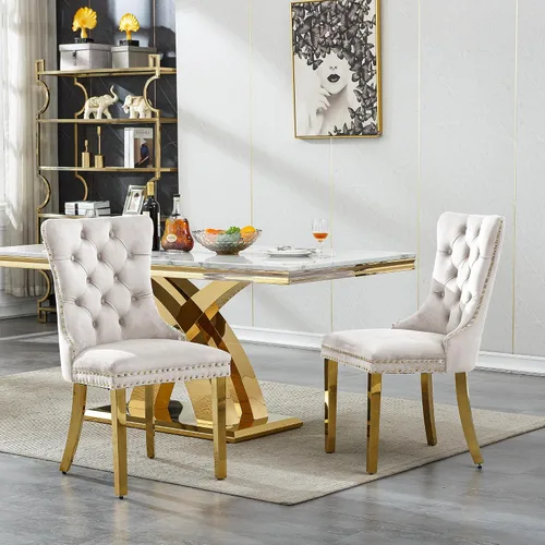 Miniatura 8 de Moderno juego de mesa de comedor de mármol para 4, juego de mesa de comedor de lujo para 4, mesa de comedor de mármol sintético de 68 pulgadas