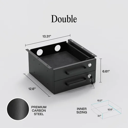 Miniatura 2 de Cajón deslizante para debajo del escritorio, cajones de almacenamiento de metal con cerradura con organización de cables para oficina y hogar