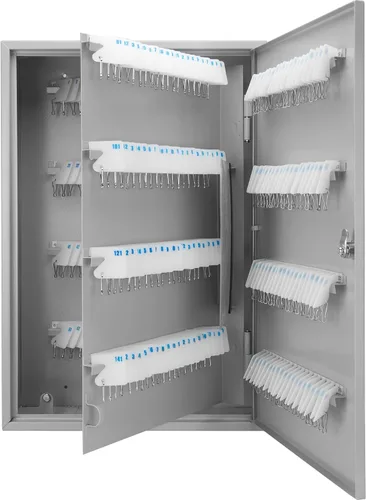 Barska Gabinete para llaves de 240 posiciones con ganchos numerados, organizador de llaves de acero para montaje en pared, caja fuerte con registro