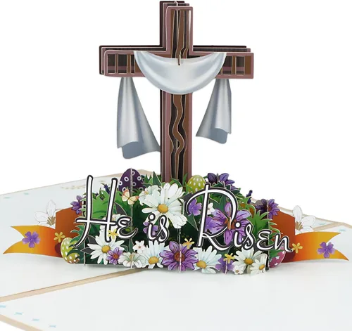 Miniatura 9 de D4DREAM Tarjeta desplegable de Pascua con sobre, 6 x 8 pulgadas, cesta de huevos de Pascua 3D, tarjeta de felicitación de conejo, ramo de flores