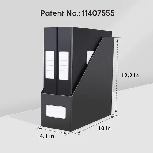 Miniatura 7 de JiaWei - Portarevistas negros, 3 paquetes de resistente estante de cartón, caja de archivo de organización de escritorio para estantes y escritorio