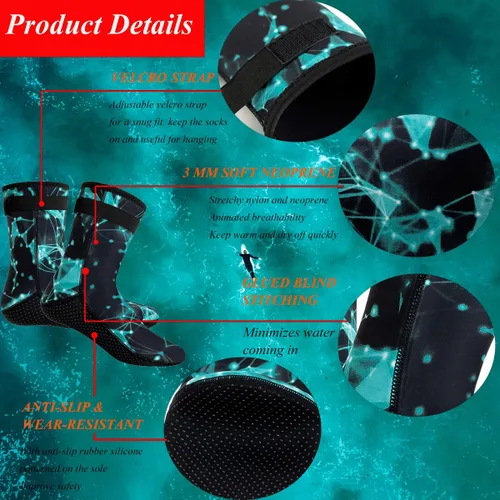 Miniatura 2 de Calcetines de neopreno de 0.118 pulgadas (0.118 in) calcetines de buceo térmicos antideslizantes calcetines de agua para natación deportes acuáticos