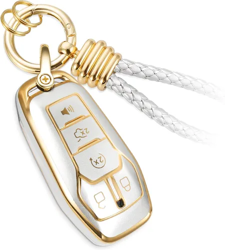 Miniatura 20 de Funda para llavero Nissan con llavero de cuerda trenzada de metal de lujo, funda suave mejorada para llave Nissan (solo 3 botones)