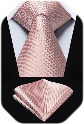 Miniatura 250 de HISDERN Conjunto de corbata a cuadros a cuadros pañuelo tejido clásico formal para hombre corbata y bolsillo cuadrado