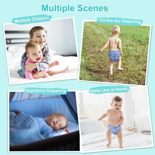 Miniatura 4 de Babygoal - Paquete de 13 pañales de tela para recién nacidos para niñas preemie de 5-12lbs, paquete de 6 fundas de pañal de tela con 6 piezas