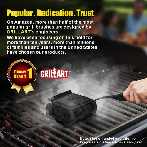 Miniatura 6 de GRILLART Cepillo para parrilla sin cerdas, almohadilla de limpieza para barbacoa reemplazable (sin mango), almohadilla/cabezal de limpieza