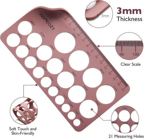Miniatura 2 de Momcozy Regla de pezón para tamaño de brida, herramienta de medición de silicona suave y flexible para tamaño de extractor de leche, compatible