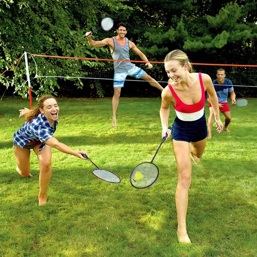 Miniatura 4 de Juego de 2, 4, 6 raquetas de bádminton Keehoo para adultos y niños, juego de bádminton para la playa, el césped, el patio trasero, deportes al aire