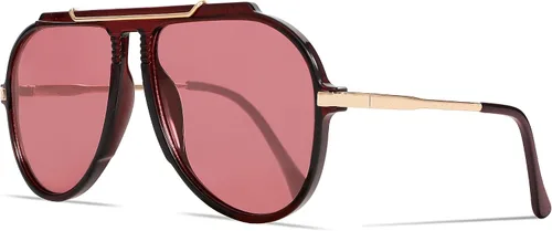 Miniatura 10 de GUVIVI Gafas de sol de aviador de gran tamaño para mujeres y hombres, estilo retro de los años 70, lentes de sol de metal dorado sin enredos
