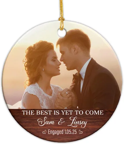 Miniatura 15 de Adorno de cerámica personalizable con texto en inglés «Our First Christmas Together As Mr and Mrs 2024», adorno personalizado para parejas recién