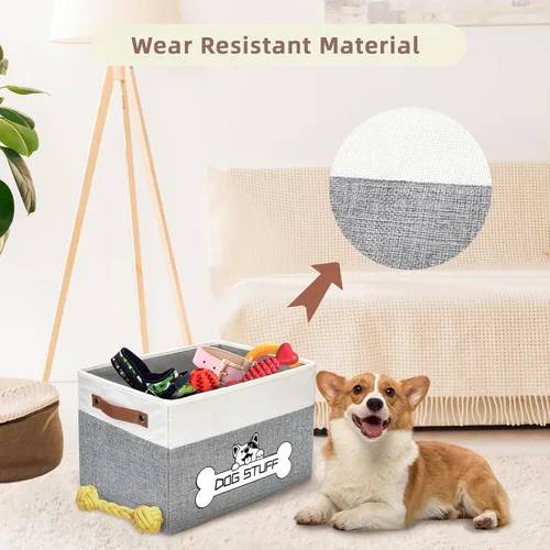 Miniatura 4 de Caja de juguetes plegable para perros, almacenamiento de tela para mascotas, organizador plegable para decoración del hogar con asa, cesta de Café